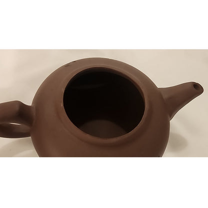 Yixing‑Style Zisha Clay Teapot w/ Lid– Bamboo Carved– 6.5" – Chinese Clay Teapot