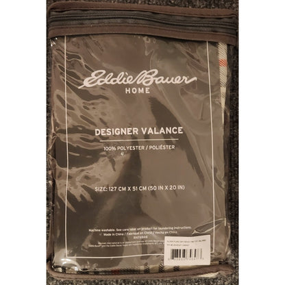 Eddie Bauer Designer Valance Window Treatment Plaid 50 x 20 100% Polyester NIP