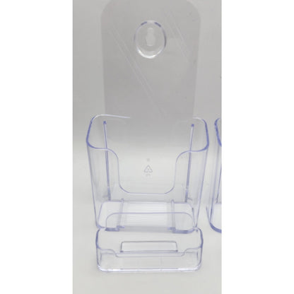 Set of 2 -KTRIO Brochure Holder -Clear Acrylic - 4" Wide - with Card Holders