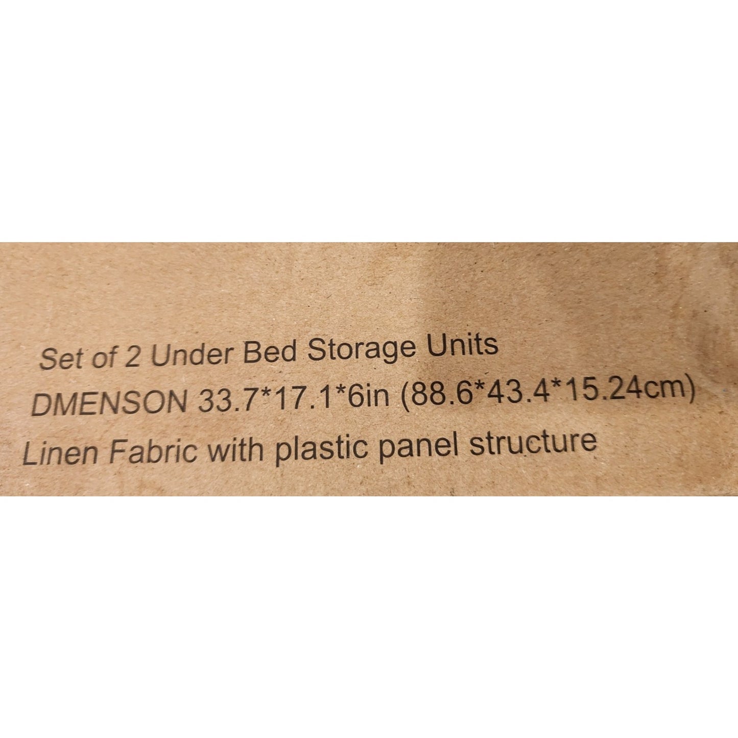Tidycorner -set of 2 under bed storage units -linen Fabric- plastic Top- Creme