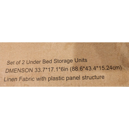Tidycorner -set of 2 under bed storage units -linen Fabric- plastic Top- Creme
