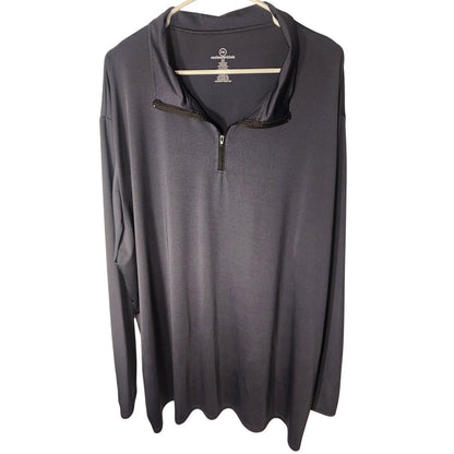 Real Essentials Mens 3XL Long Sleeve 1/4 Zip Pullover Shirt Dark Gray Active