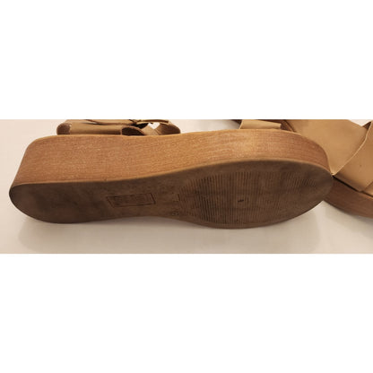 Nice, Brash Sandals - Size 9 - Tan - Wedge