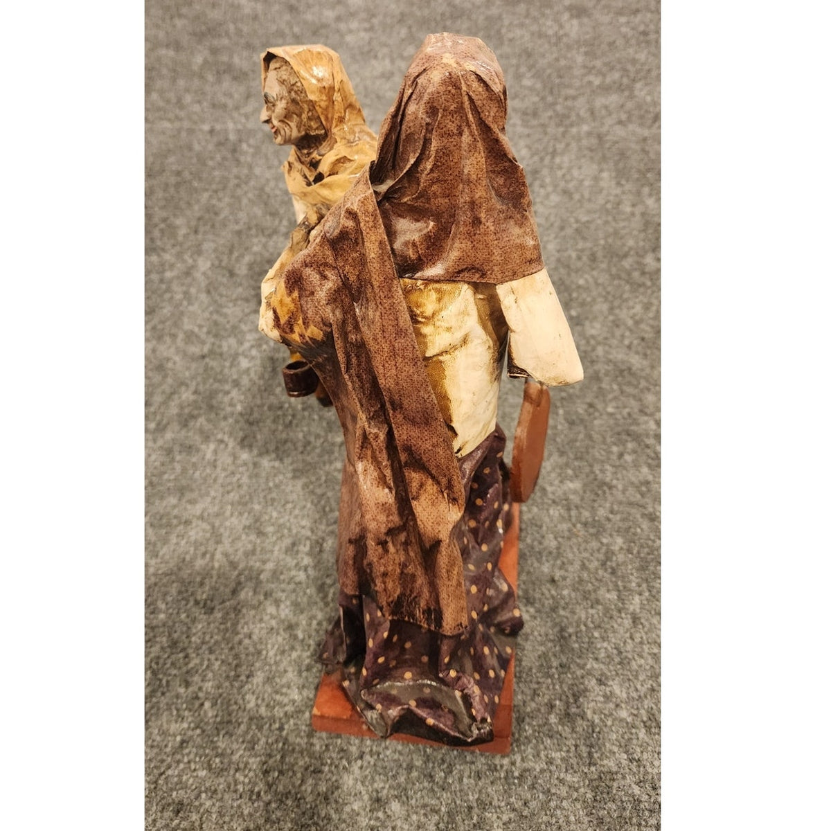 Vintage Handmade Mexican Folk Art Paper Mache Double Figurine Wiggle 13"