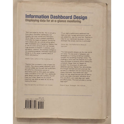 Information Dashboard Design 2nd Ed by Stephen Few Hardcover