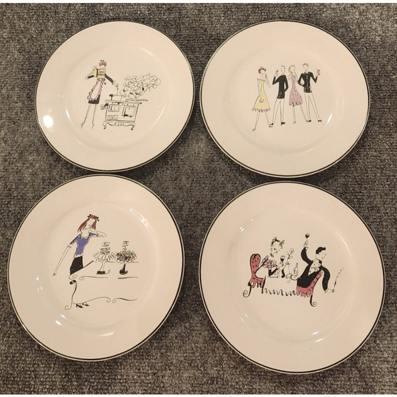 Rosanna A Womans Work Is Never Done Salad Dessert Plates Set of 4 8" NIB NWT