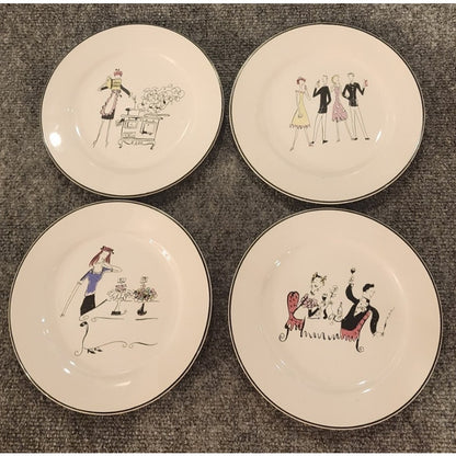 Rosanna A Womans Work Is Never Done Salad Dessert Plates Set of 4 8" NIB NWT
