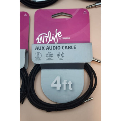 SET OF SIX (6) -*24/7 Life by 7-Eleven - 4FT 3.5 mm - AUX Audio Stereo Cable