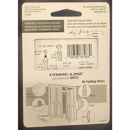 Prime‑Line Bi‑Fold Door Pivot & Guide Wheel Kit – N 7263 – 7/8" Roller