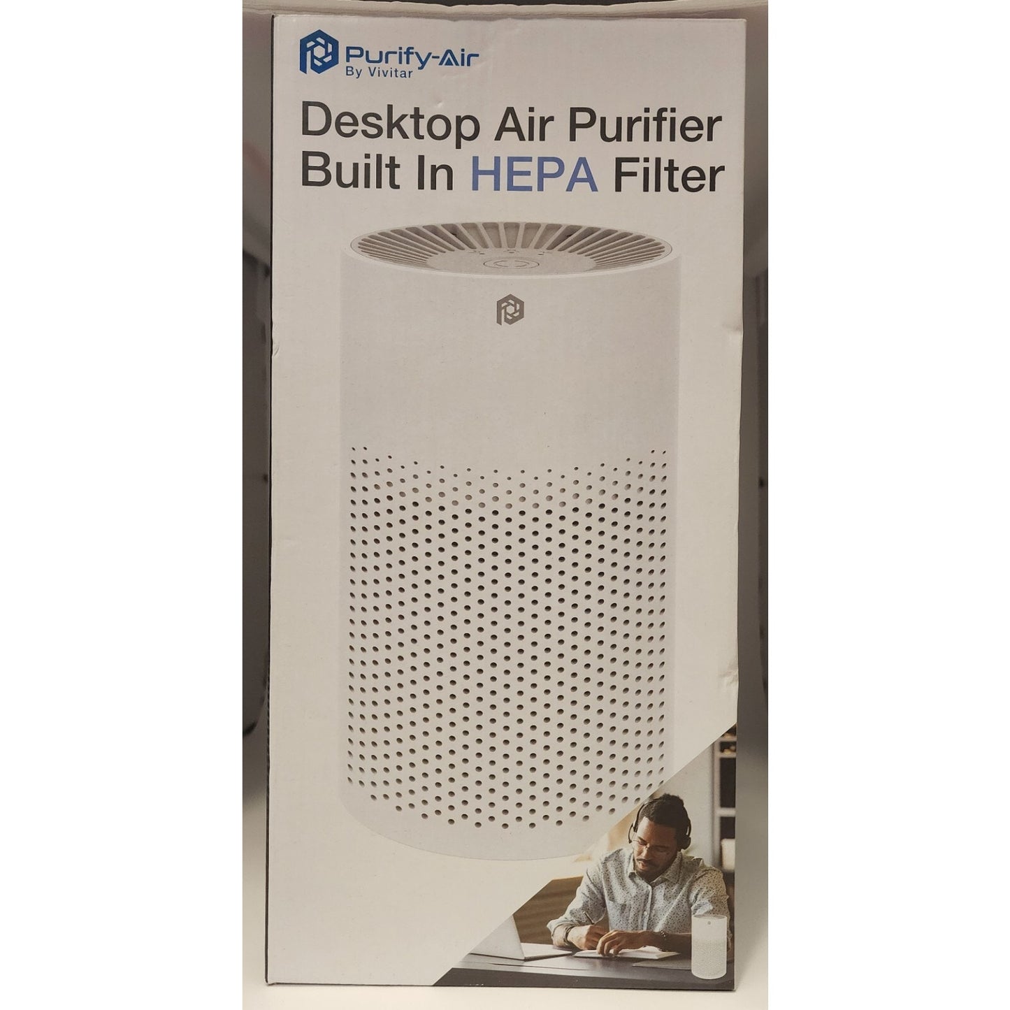 Vivitar - Purity-Air Desktop Air Purifier - Built in HEPA Filter - White