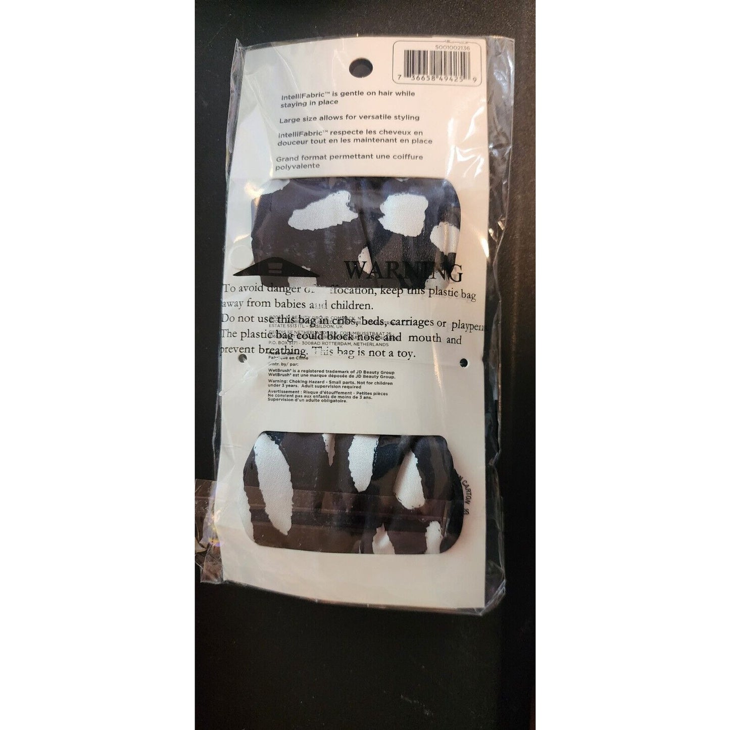 Pk of 4 - Wet Brush Head Scarf - Black & White Headwrap w/ IntelliFabric