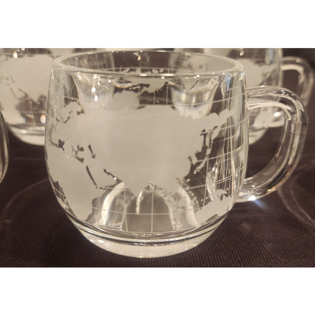 Nestlé Co., Inc. World Map Glass Mugs – Set of 5 – Vintage Globe Cups