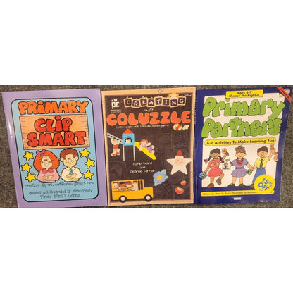 New 3 Book Activity Lot Clip Art Challenge Coluzzle Primary Partners LDS Unused