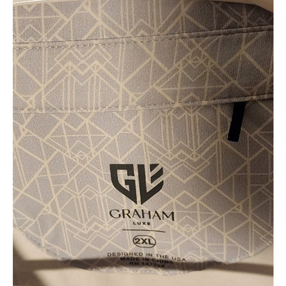 Graham Luxe Mens 2XL Gray White Short Sleeve Golf Polo Shirt Performance