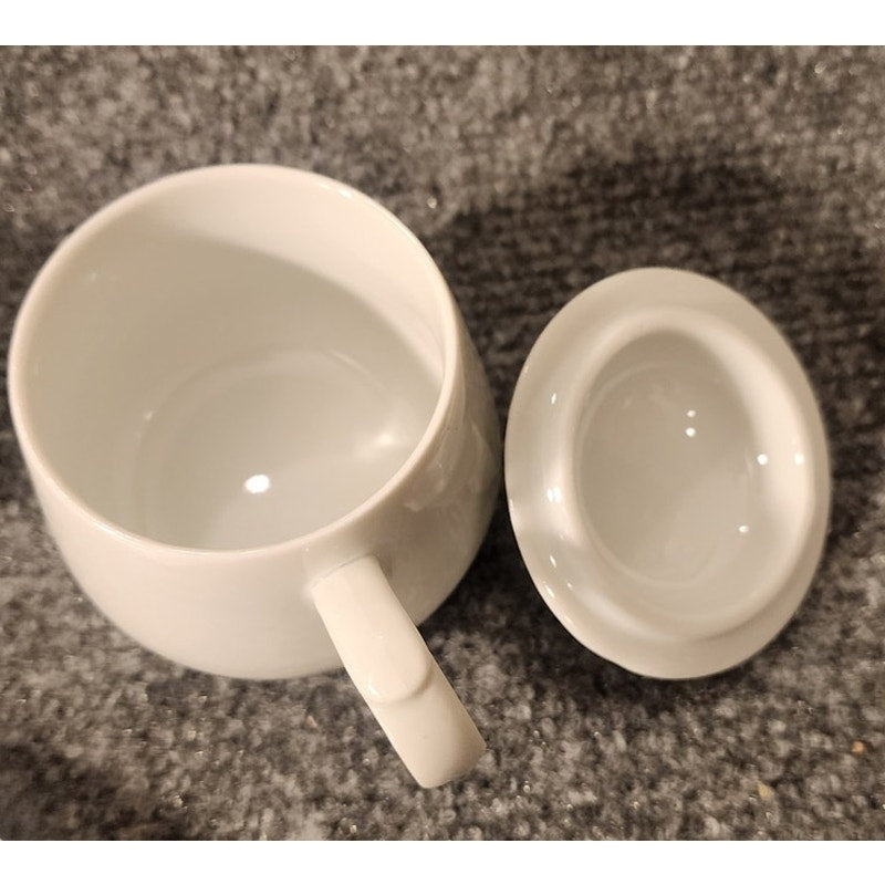 Vintage White Ceramic Lidded Teacups and Saucer Set of 2 Cups Lids Saucer Japan