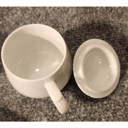 Vintage White Ceramic Lidded Teacups and Saucer Set of 2 Cups Lids Saucer Japan