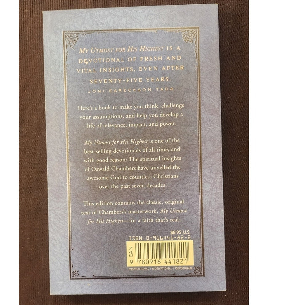 My Utmost for His Highest Classic Edition Oswald Chambers Paperback Devotional