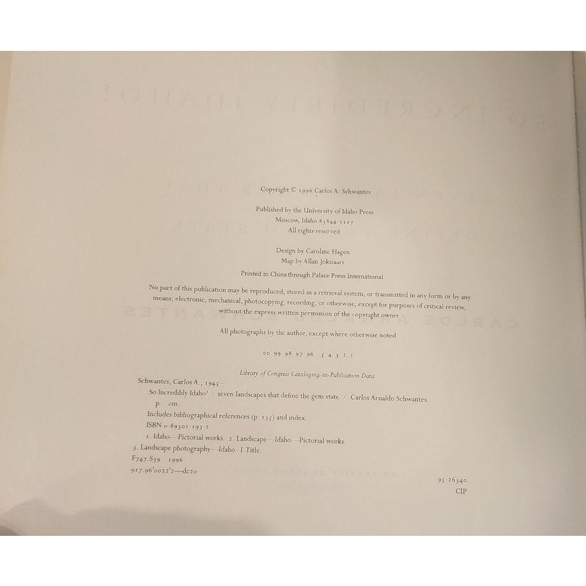 So Incredibly Idaho! Presentation Copy w/ Governor Letter & Signatures HC 1999