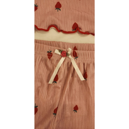 Strawberry Pajama Set Women’s XL Pink Sleeveless Top & Shorts NWT