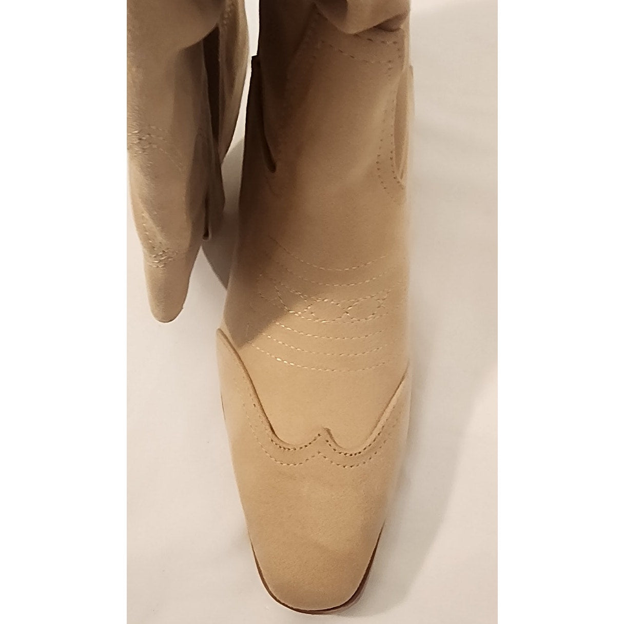 Coutgo Women’s Western Cowboy Boots Tan Suede Size 8 – NEW