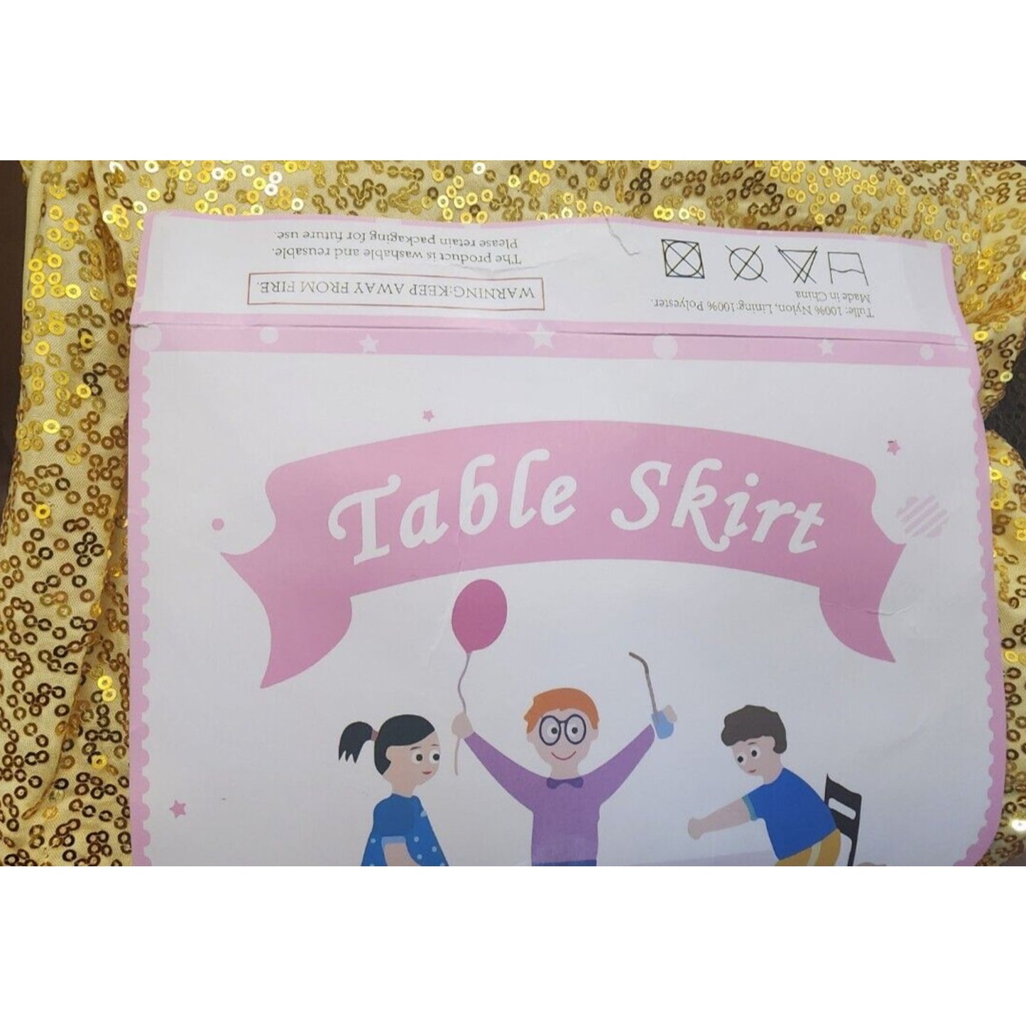 8' Round? - Tablecloth Skirt - Gold - with draw string and clamps - Washable