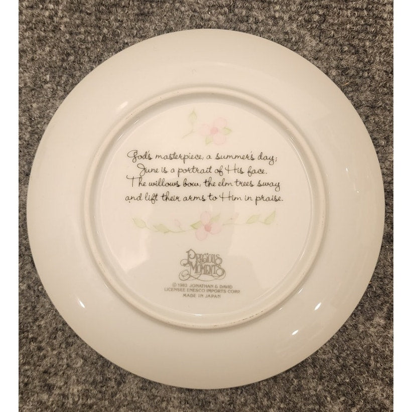Vintage 1983 Precious Moments June Plate Gods Masterpiece Jonathan & David Boxed