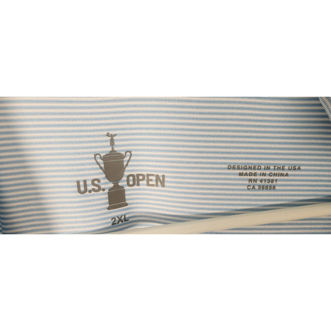 LACC 123rd US Open Mens 2XL Light Blue Pinstripe Golf Polo Shirt Los Angeles