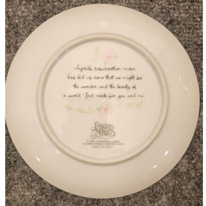 Vintage 1983 Precious Moments April Plate Resurrection Morn Jonathan & David