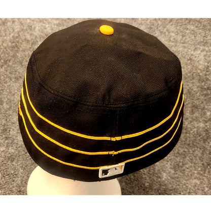 New Era Pittsburgh Pirates Fitted Hat Size 8 Black Gold Striped Cap MLB - Size 8