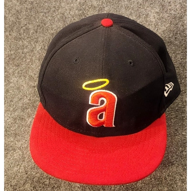 New Era 59FIFTY LA Angels Fitted Hat Size 8 Black Red Cap MLB Baseball