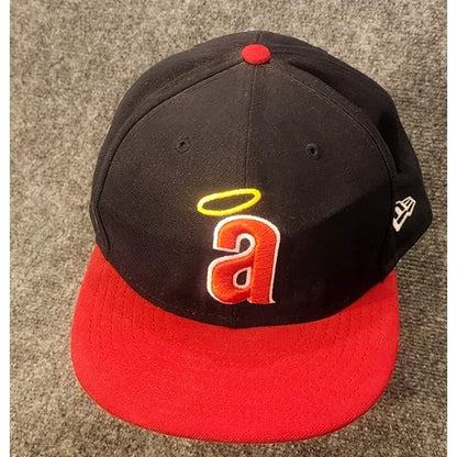 New Era 59FIFTY LA Angels Fitted Hat Size 8 Black Red Cap MLB Baseball