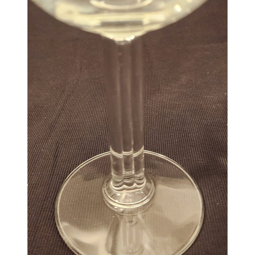 Vintage Hand Blown Lead Crystal Water Wine Goblets 7 Inch Set of 4 Flat Stem