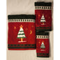 New - Vintage 3 PC SET - Embroidered Red, Green, White - Tree & Stars -Towel set