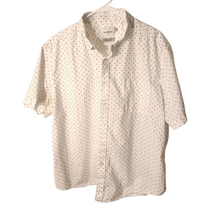 Goodfellow Co Mens XXL Short Sleeve Button Shirt White Geometric Micro Print