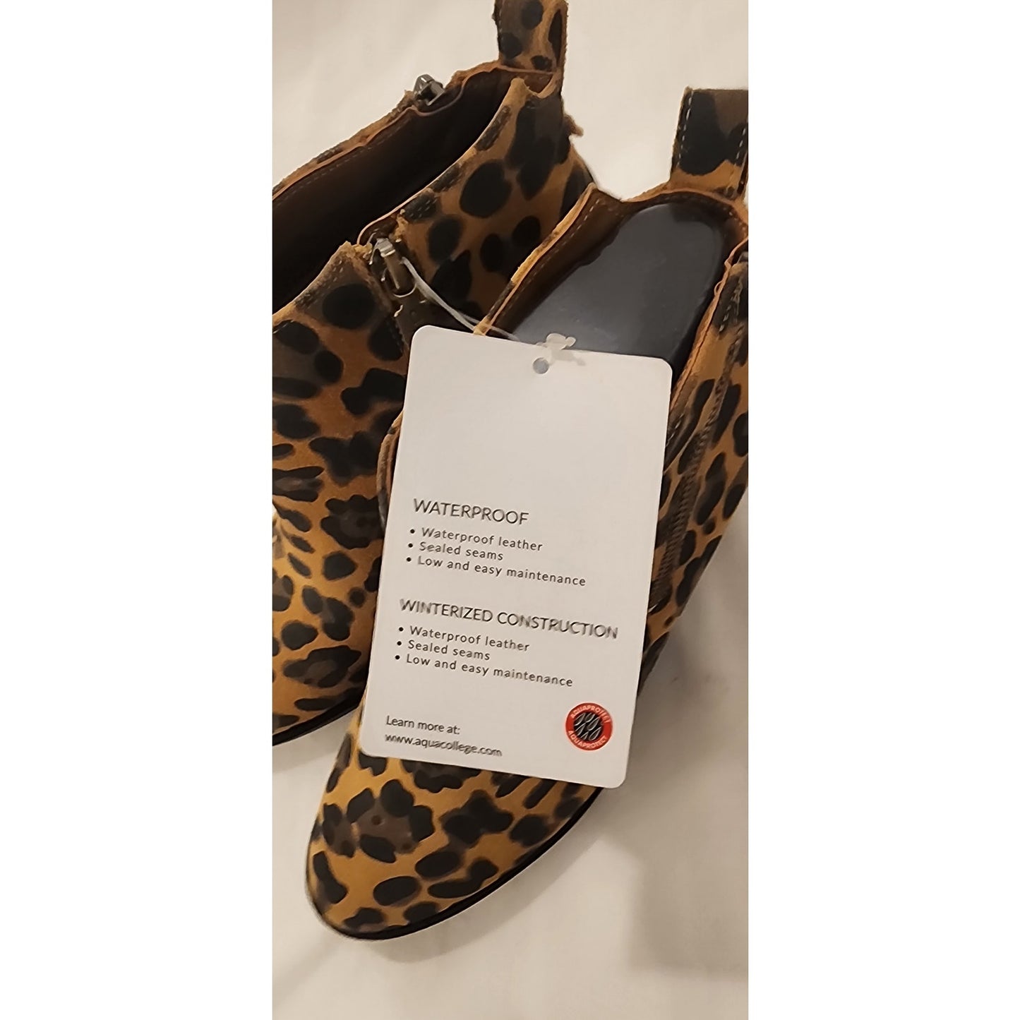 Aqua Collège Waterproof Leopard Print Ankle Boots NWT Women’s 11M