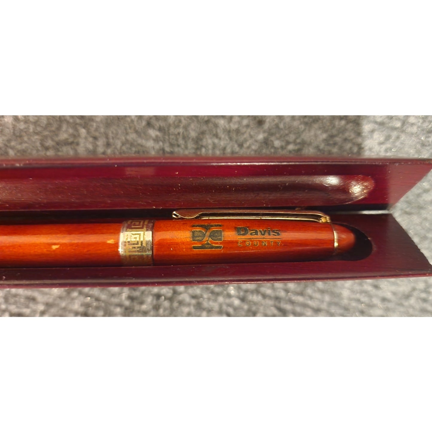 Vintage Davis County Utah Commemorative Desk Pen Holder Base Swivel Set