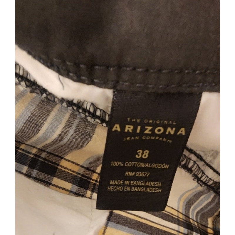Arizona Jean Co Mens Size 38 Plaid Cargo Shorts Brown Tan Cream Plaid