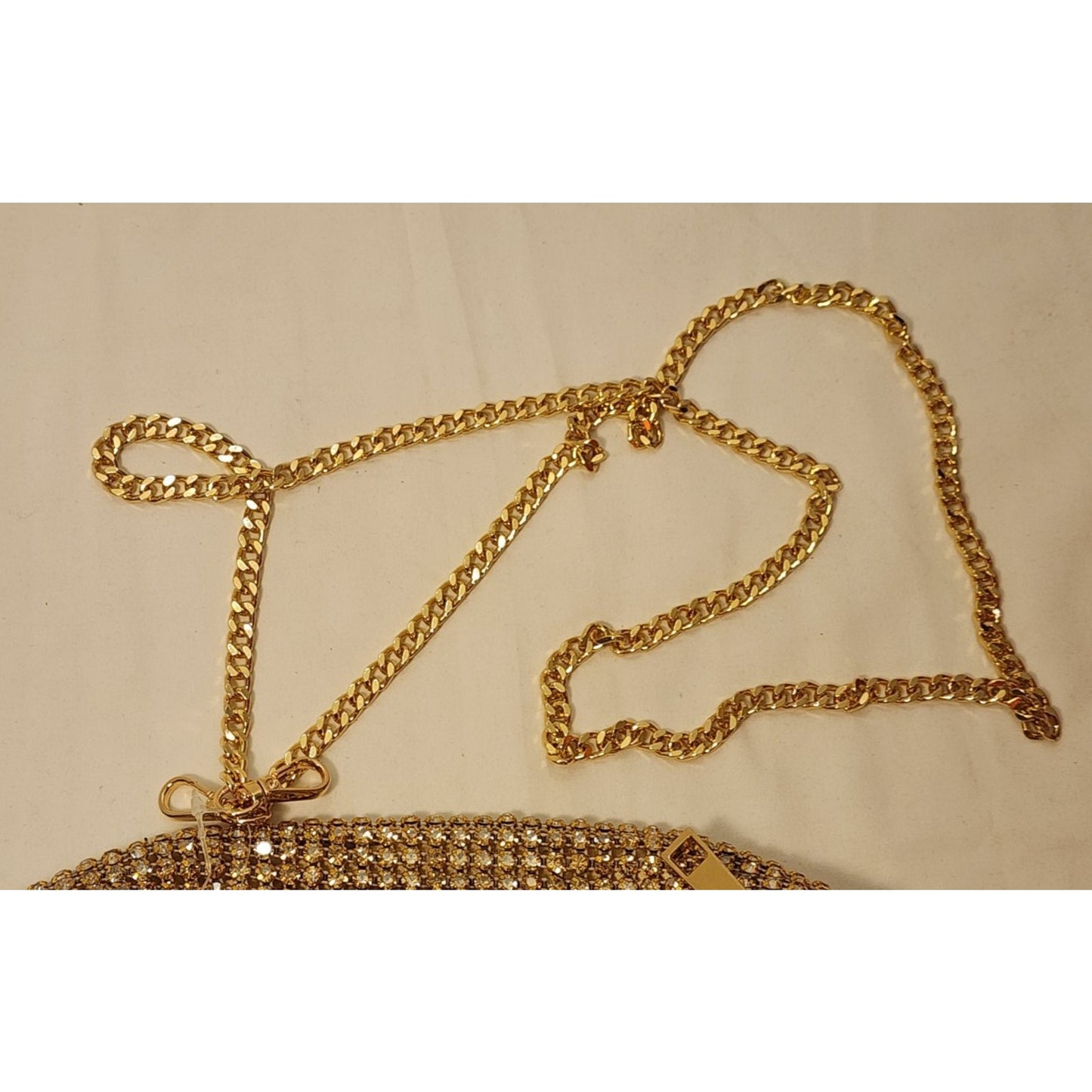 Aldo - LUZX-972 - Elegant Gold Top-Handle Handbag with Rhinestone Embellishments