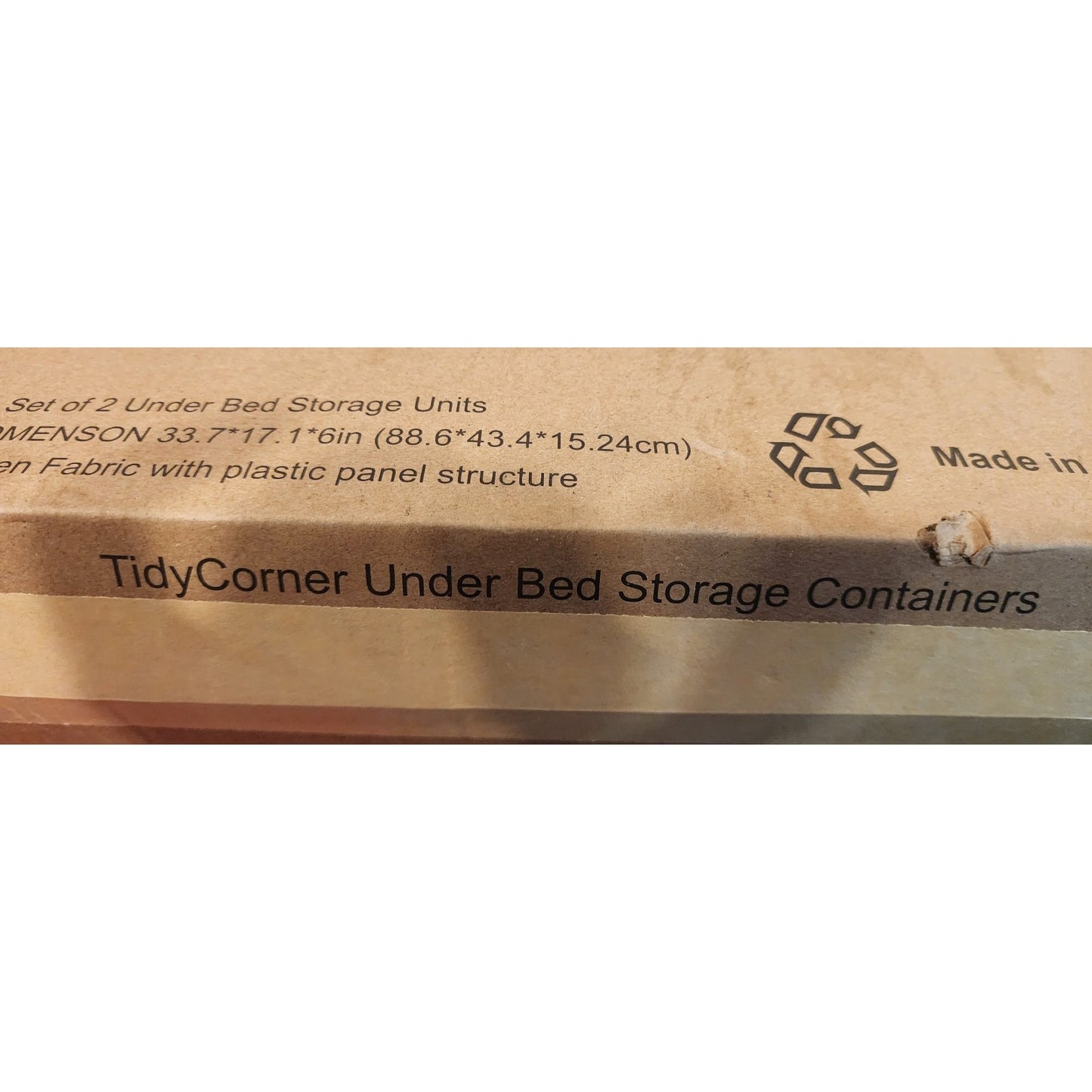 Tidycorner -set of 2 under bed storage units -linen Fabric- plastic Top- Creme