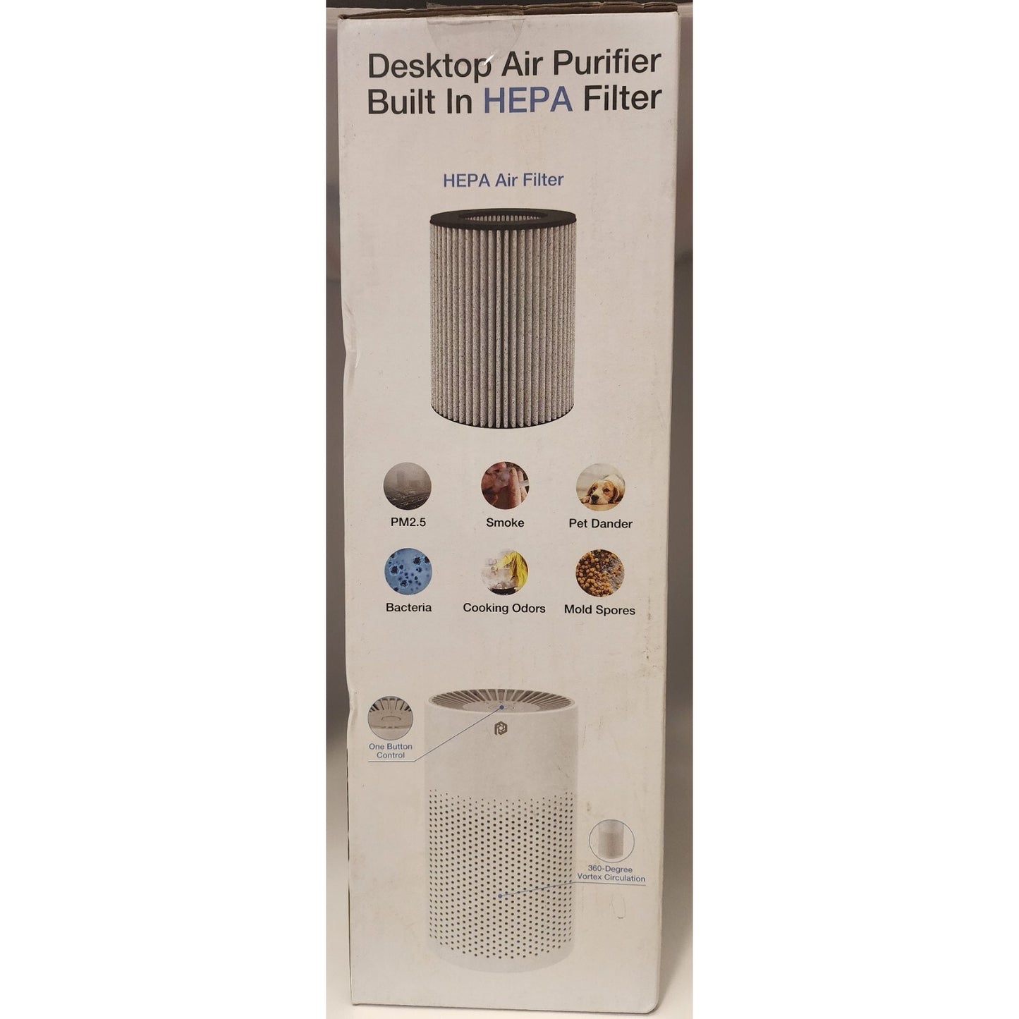 Vivitar - Purity-Air Desktop Air Purifier - Built in HEPA Filter - White