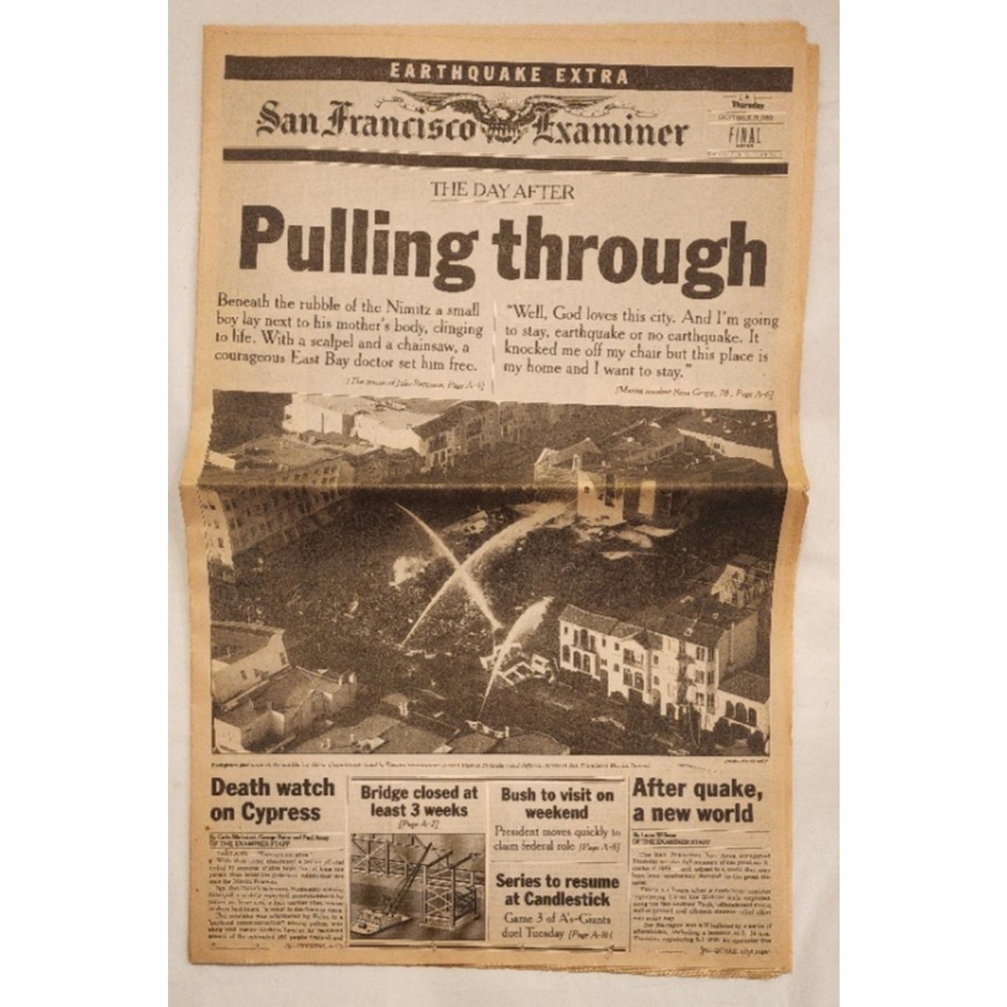 OCT. 19, 1989 - SAN FRANCISCO EXAMINER - "EARTHQUAKE EXTRA" - THE DAY AFTER