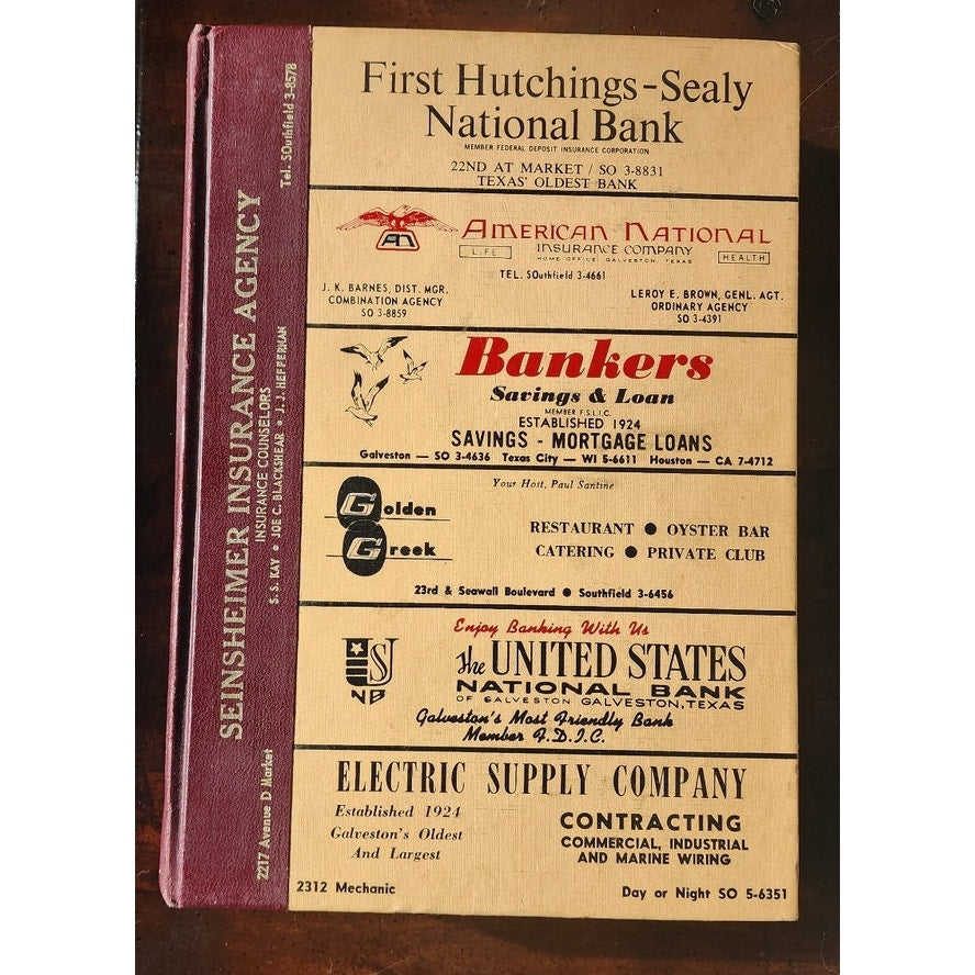 1968 Galveston Texas Polk City Directory Vintage Genealogy Local History Book