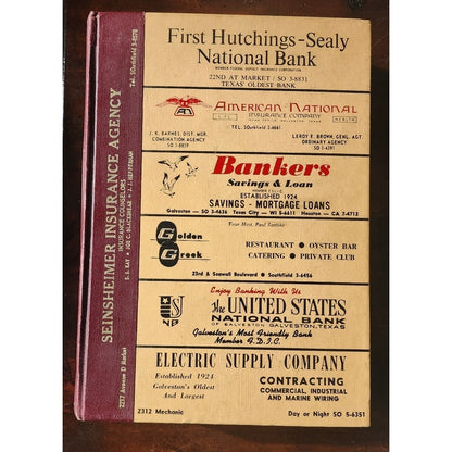 1968 Galveston Texas Polk City Directory Vintage Genealogy Local History Book