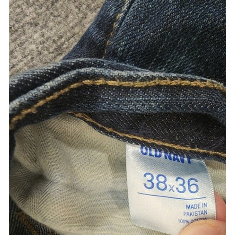 Old Navy Loose Fit Straight Leg Jeans Mens 38x36 Dark Wash Denim Blue Pants