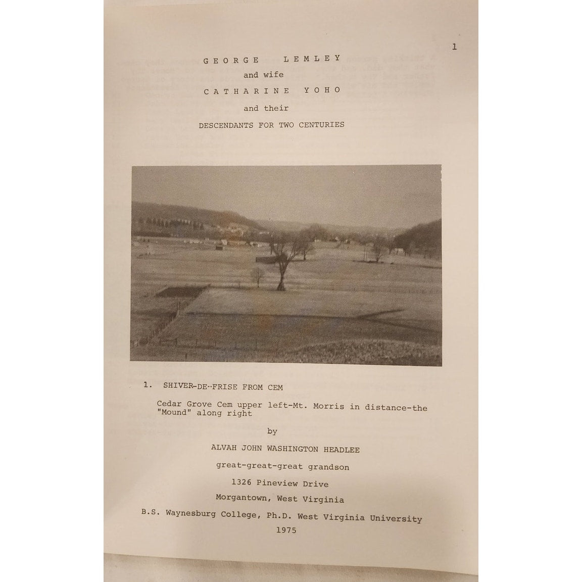 George Lemley & Catharine Yoho Descendants – 2 Centuries Genealogy Book 2nd 1986