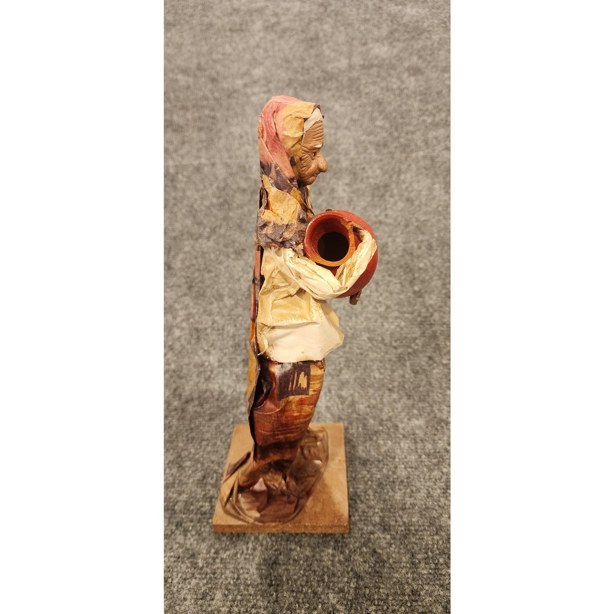 Vintage Handmade Mexican Folk Art Paper Mache Market Woman Broken Pot Figurine