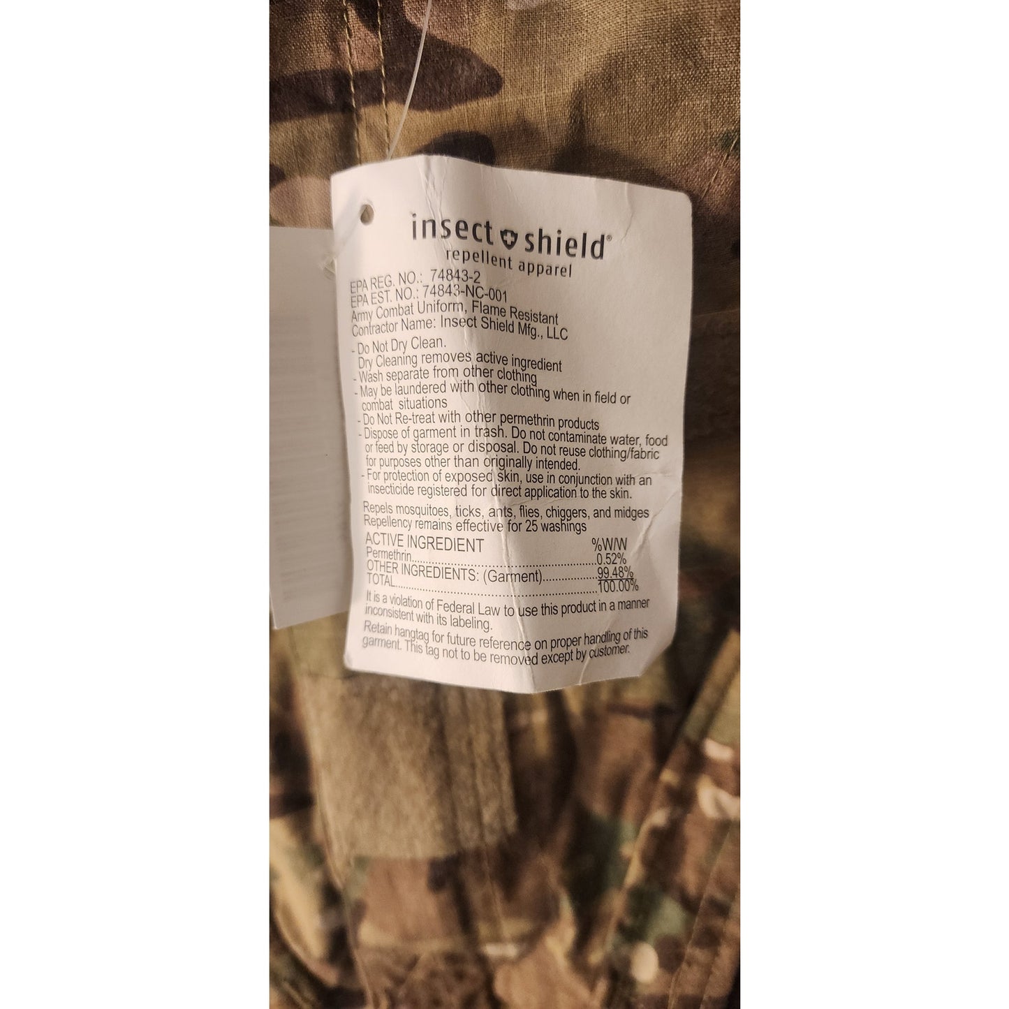 Army ACU FR Jacket Insect Shield Multicam Medium Regular NWT