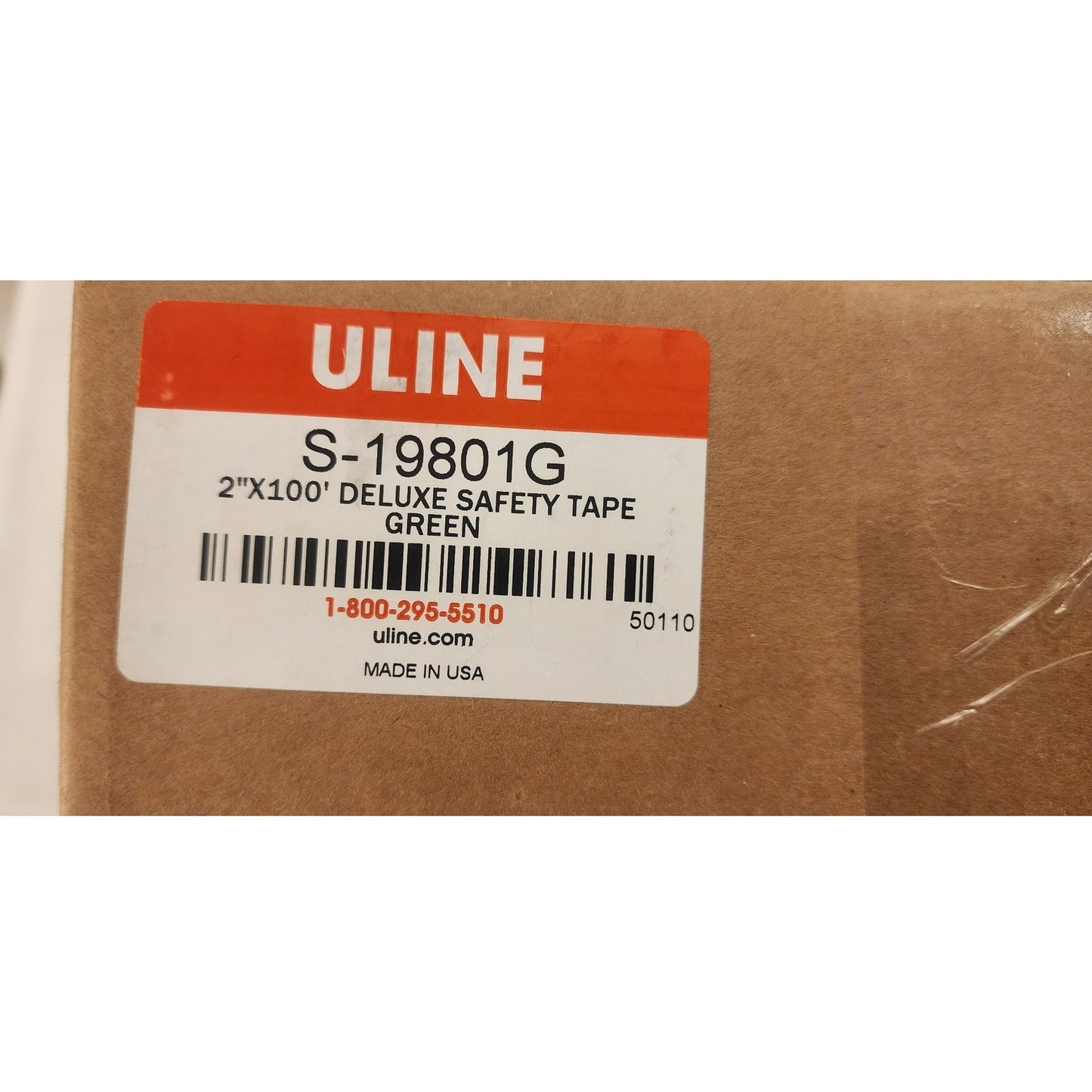 ULINE S‑19801G Deluxe Safety Tape 2"x100' Green – New Sealed Box
