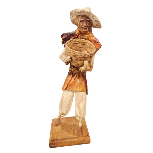 Vintage Handmade Mexican Folk Art Paper Mache Musician Figurine 12"