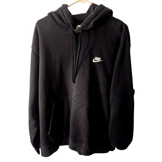 Nike Mens Black Pullover Hoodie Sweatshirt Fleece Swoosh Logo XXL 2XL